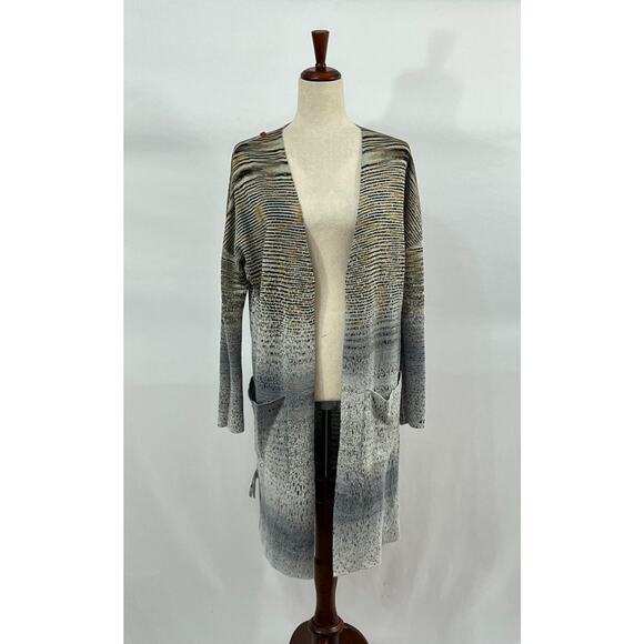 MISSONI Sz 40 Gray Knit Reversible Open Front Cardigan Sweater Duster - Picture 10 of 16
